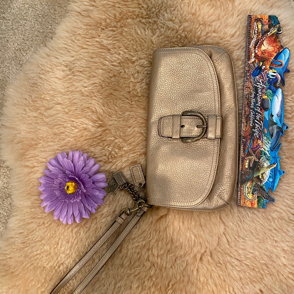 Coach clutch bag metallic gold